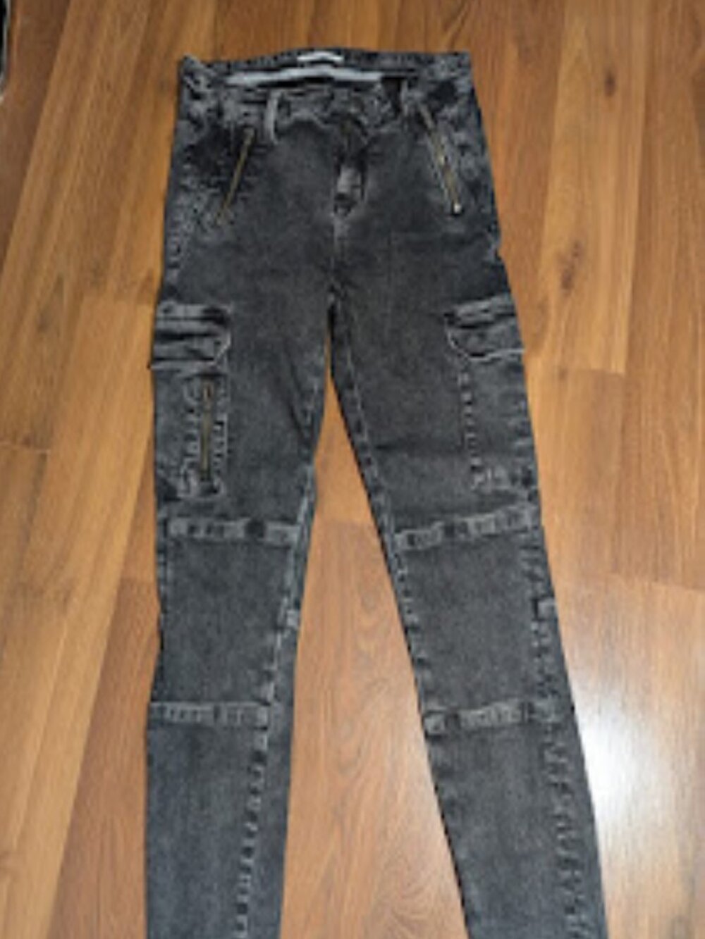 Zara Premium Denim Collection Grey Distressed Skinny Jeans